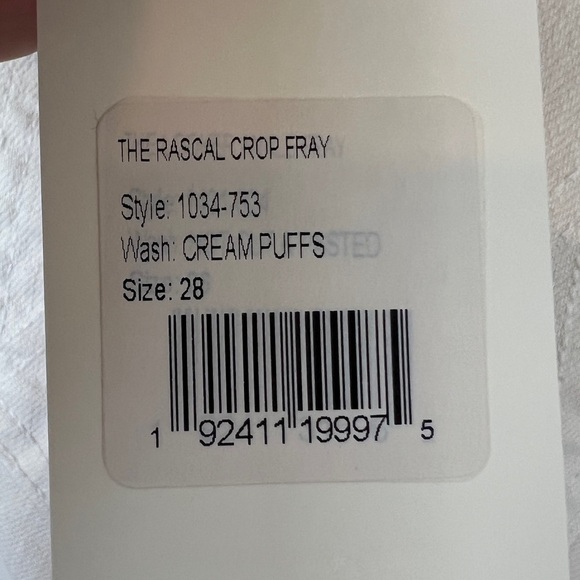 Mother The Rascal Crop Fray Jeans Cream Puffs - Picture 4 of 5